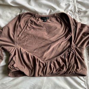 Dynamite taupe/brown long sleeve crop top